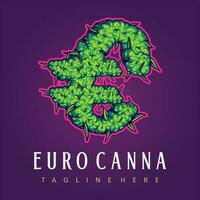 Euro typeface word cannabis flower buds letter vector illustrations for your work logo, merchandise t-shirt, stickers and label designs, poster, greeting cards advertising business company