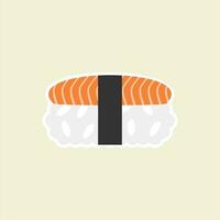 salmon sushi flat design vector illustration. Template for Japanese food cafe, japanese restaurant vector comic style.