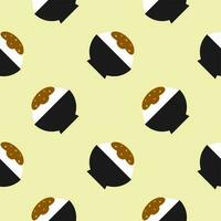 japanese curry seamless pattern. cartoon curry rice, japanese food seamless pattern on colorful background vector