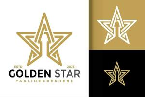 sencillo moderno estrella inicial letra un dorado logo vector icono ilustración