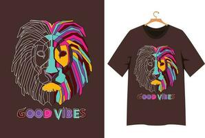 lion face illustration for t shirt design vector