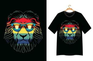 lion face illustration for t shirt design vector