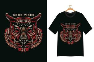 tiger face illustration for t shirt design vector