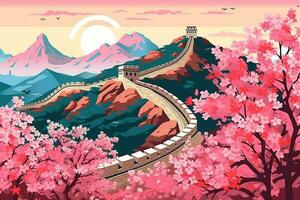 Great China Wall Ai Generative photo