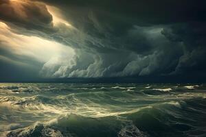 un tormenta terminado el Oceano ai generativo foto