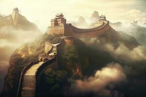 Great China Wall Ai Generative photo