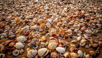 Seashell collection showcases beauty in nature patterns generated by AI photo