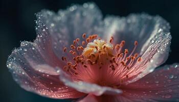 Beauty in nature Close up of wet hibiscus generated by AI photo