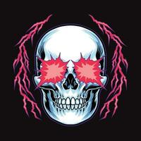 Skull with 80s retro style vector