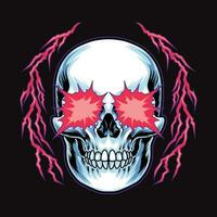 Skull with 80s retro style vector