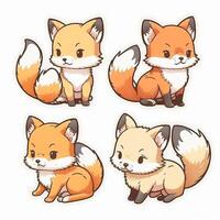 Collection Happy fox Sticker with Wagging Tail and Cute Bandana photo