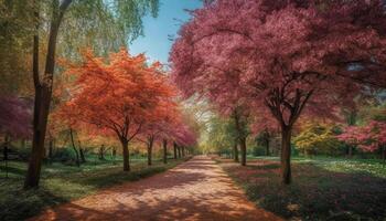 Yellow leaves on branch, autumn beauty shines generated by AI photo