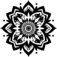 mandala - negro y blanco aislado icono - vector ilustración