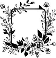 Floral Frame, Minimalist and Simple Silhouette - Vector illustration