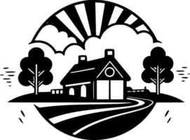 Farm, Black and White Vector illustration