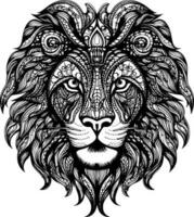 Lion, Black and White Vector illustration