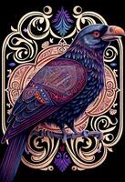a raven combination of Scottish and Mexican traditional designs photo