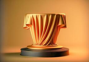 Golden Fabric Podium for Luxurious Product Display photo