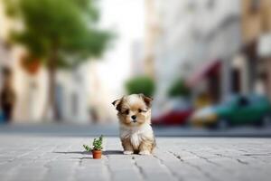 dog in real life, happy moment with pet photo