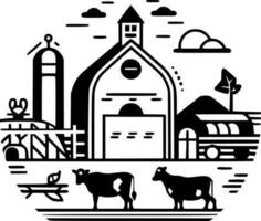 Farm, Black and White Vector illustration