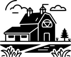 Farm - Black and White Isolated Icon - Vector illustration