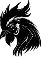 Rooster, Black and White Vector illustration