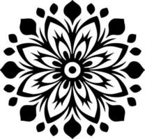 mandala - negro y blanco aislado icono - vector ilustración