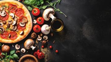 Pizza making background. Illustration photo