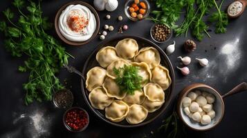 Traditional russian dumplings. Illustration photo