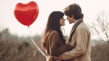 Couple with heart balloon. Illustration photo