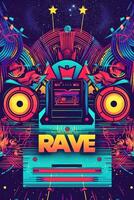 Rave party poster. Illustration photo