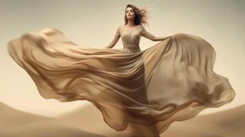 Fashion model in desert sand. Illustration photo