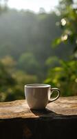 Cup of coffee on natural background. Illustration photo