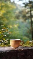 Cup of coffee on natural background. Illustration photo
