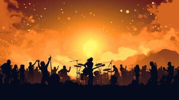 Rock music concert background Illustration AI Generative photo
