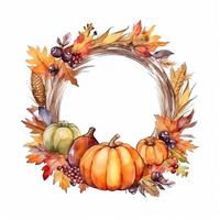 Watercolor Thanksgiving Day Natural Background. Illustration AI Generative photo