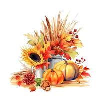 Watercolor Thanksgiving Day Natural Background. Illustration photo