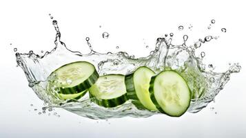 Cucumber in water. Illustration photo