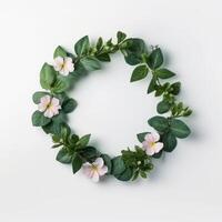 Green natural wreath on white. Illustration photo