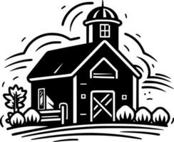 Farm, Black and White Vector illustration