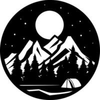 Camping, Black and White Vector illustration