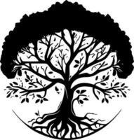 árbol de vida - negro y blanco aislado icono - vector ilustración