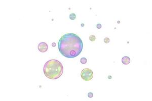 Soap bubbles composition overlay white background photo
