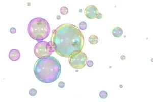 Soap bubbles composition overlay white background photo
