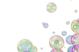 Soap bubbles corner overlay white background photo