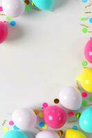 Fun colorful balloons vectical copy space composition photo
