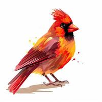 Colorful red bird collection for kid. Beautiful red bird illustration on a white background. Redbird illustration for coloring books or other artworks. Beautiful bird design for kids. AI-Generated. photo