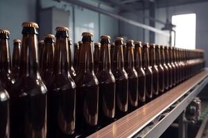 Brown glass beer drink alcohol bottles, brewery. illustration. photo