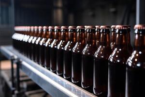Brown glass beer drink alcohol bottles, brewery. illustration. photo