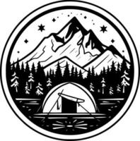 Camping, Black and White Vector illustration